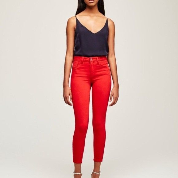 L'AGENCE Bright Orange High Rise Skinny Jeans Size 27 - Picture 1 of 8
